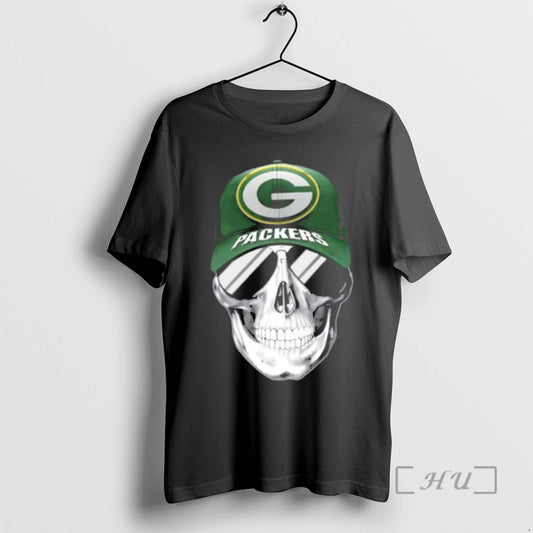 Trending Skull Wearing A Cap And Smile Green Bay Packers Fans Premium T Shirts Sweater Hoodie, Sweatshirt