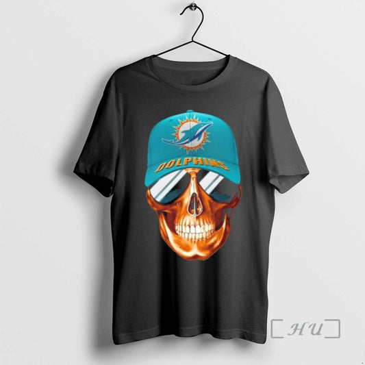 Trending Skull Wearing A Cap And Smile Miami Dolphins Fans T-Shirts, Hoodie, Sweatshirt | AU18TeeNovaLab.com