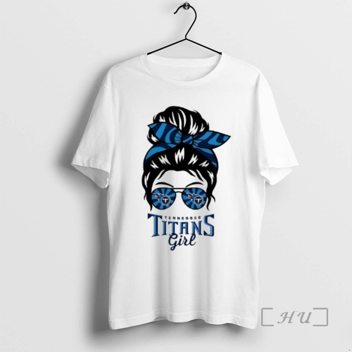 Trending Tennessee Titans Girl Messy Bun Glasses T-Shirts, Hoodie, Sweatshirt | AU18TeeNovaLab.com