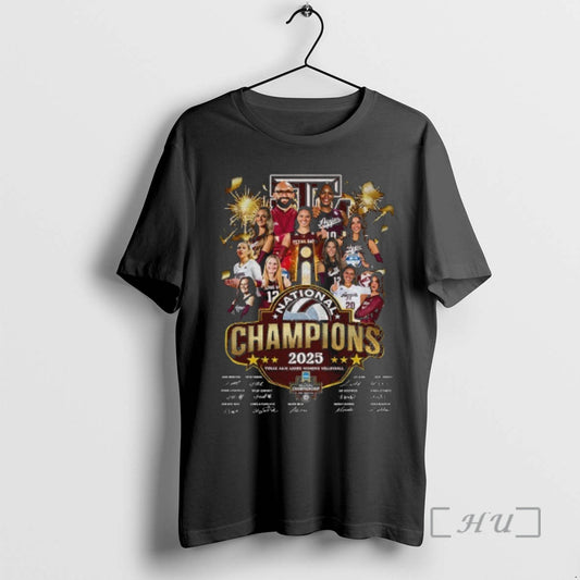 Trending Texas Am Aggies Ncaa Division I Womens Volleyball 2025 National Champions Signatures Premium T-Shirts, Hoodie,...