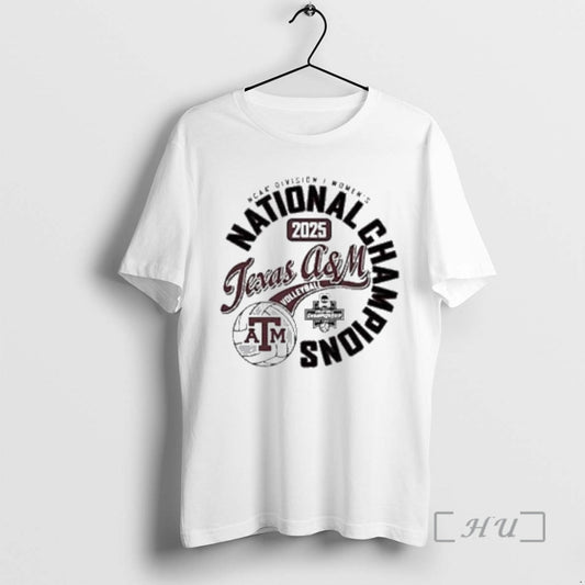 Trending Texas Am Aggies 2025 Ncaa Division I Womens Volleyball National Champions Circle White Premium T-Shirts, Hoodie,...