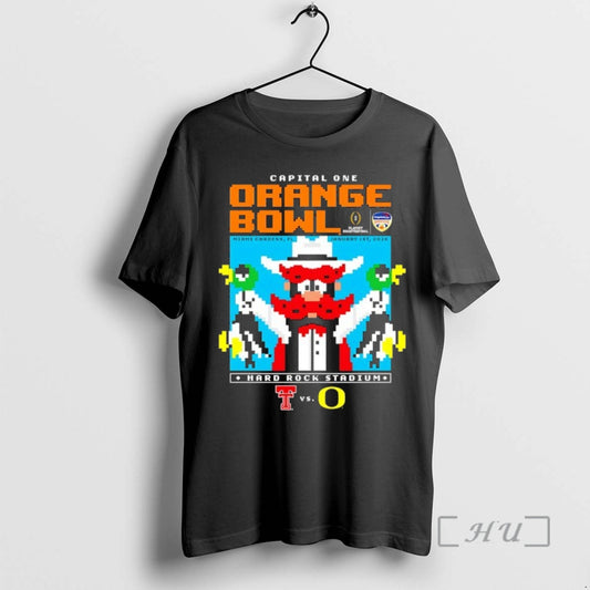 Trending Texas Tech Red Raiders Capital One Orange Bowl 2026 Mascot Pixel Premium T Shirts Hoodie, Sweatshirt