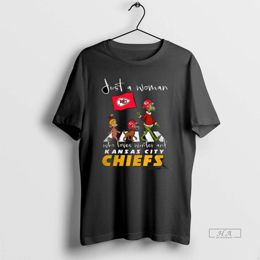 Trendy Grinch Just A Woman Who Loves Winter And Kansas City Chiefs Football Cross The
