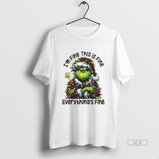 Trendy Grinchmas Lights Sarcastic Im Fine This Is Fine Everythings Fine Christmas White