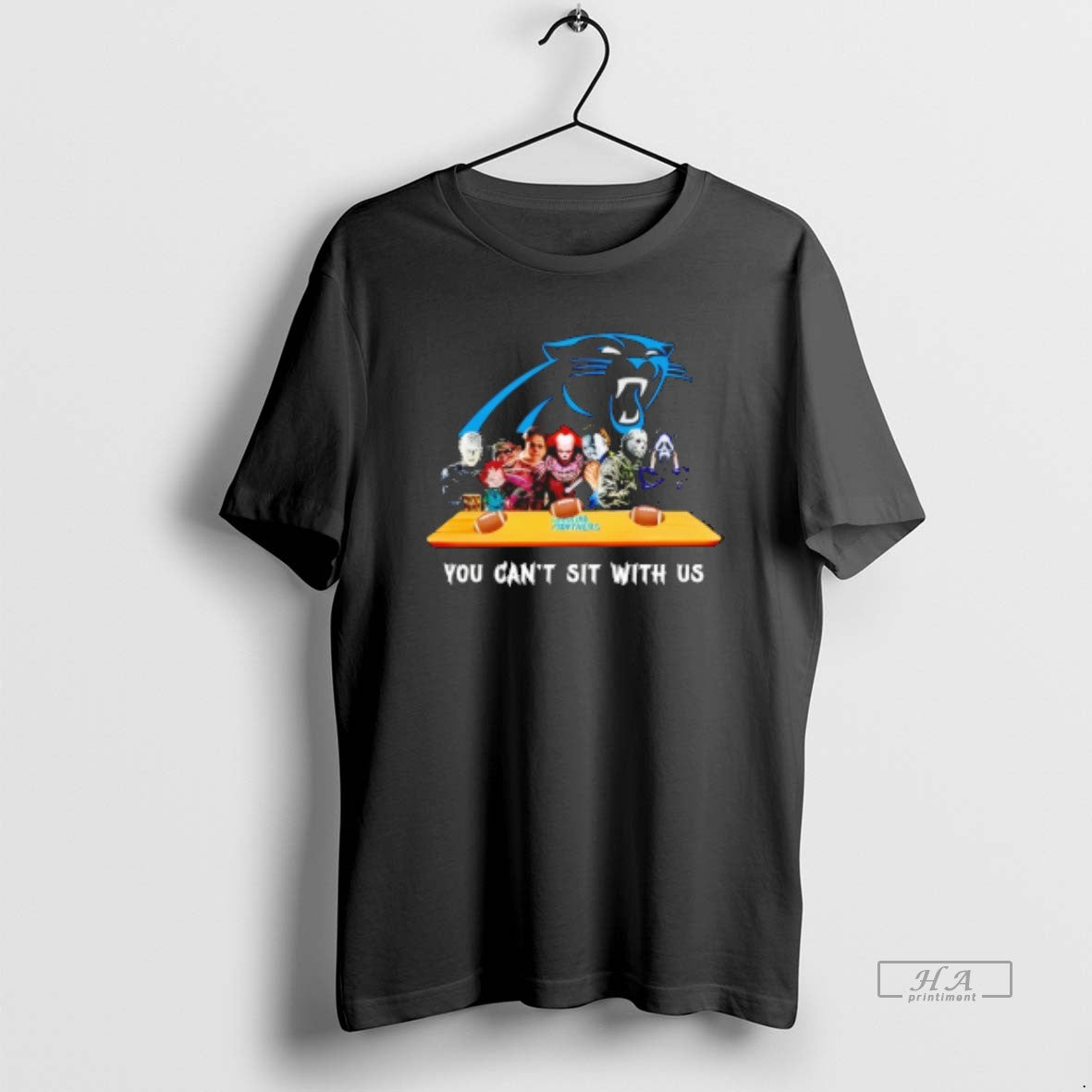 Trendy Horror Movie Characters You Cant Sit With Us Carolina Panthers Halloween T-Shirts, Hoodie, Sweatshirt