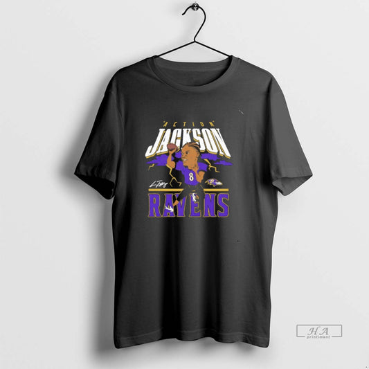 Trendy Lamar Jackson Action Baltimore Ravens Signature Caricature