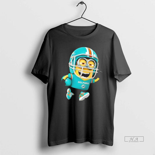 Trendy Minions Is Holding A Ball And Smiling At Miami Dolphins Fans