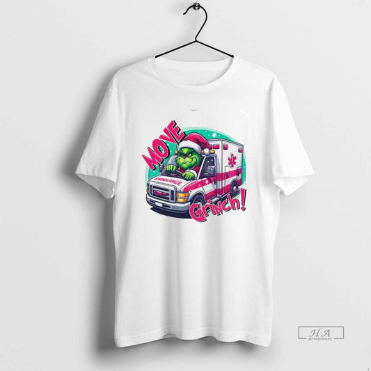 Trendy Move Grinch Christmas Ambulance Driver White T-Shirts, Hoodie, Sweatshirt | AU18TeeNovaLab.com