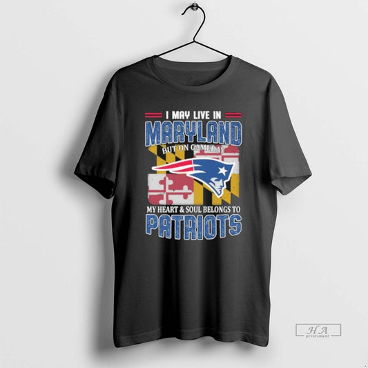 Trendy Official I May Live In Maryland But On Game Day My Heart And Soul T-Shirts, Hoodie, Sweatshirt | AU18TeeNovaLab.com