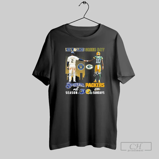 Turang Milwaukee Brewers All Season And Love Green Bay Packers On Sundays